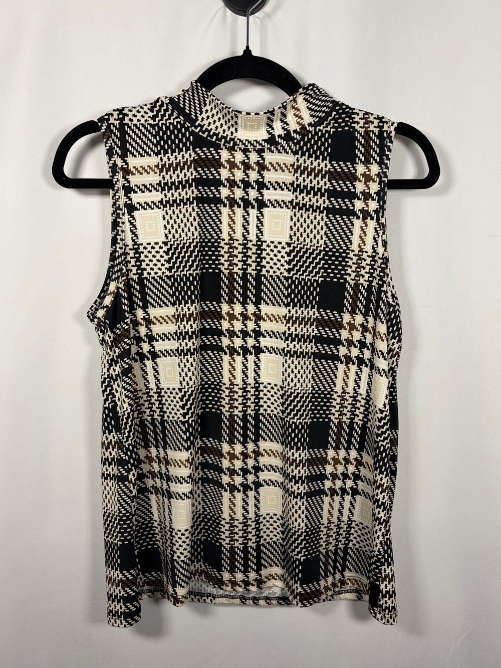 Espresso Mock Neck Sleeveless Relaxed Fit Business Casual Women's Top Size M